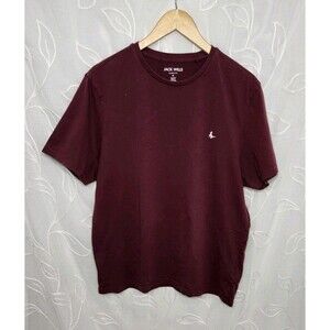 Jack Wills Shirt Mens XL Burgundy Crewneck Embroidered Pheasant Logo